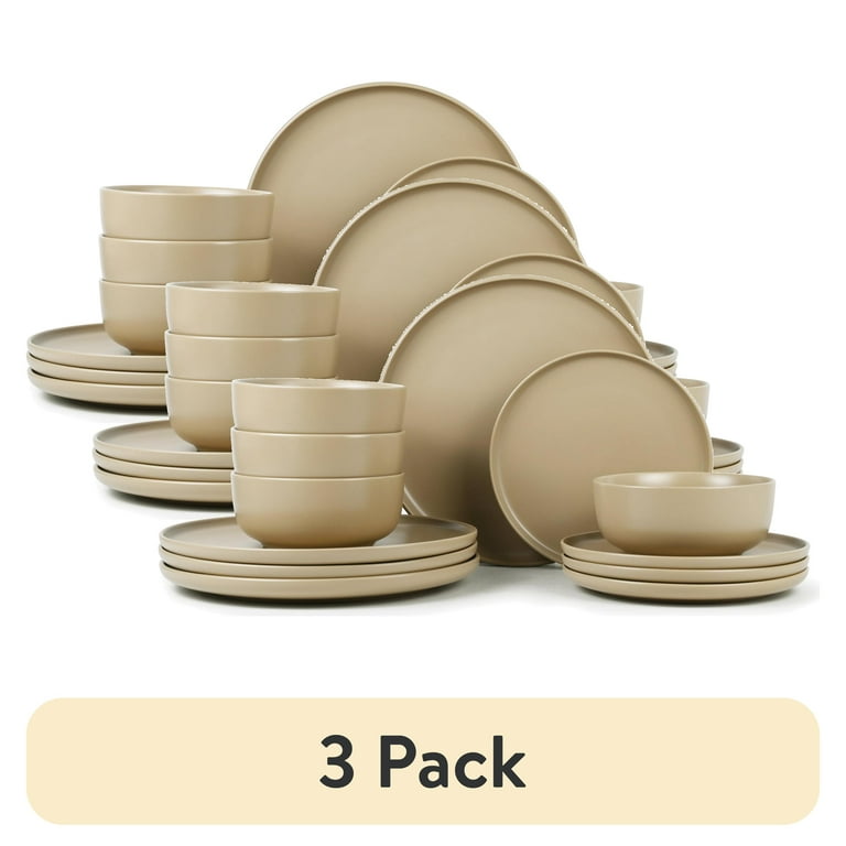 Mainstays Alessandra Brown Stoneware Dinnerware Set - Microwave