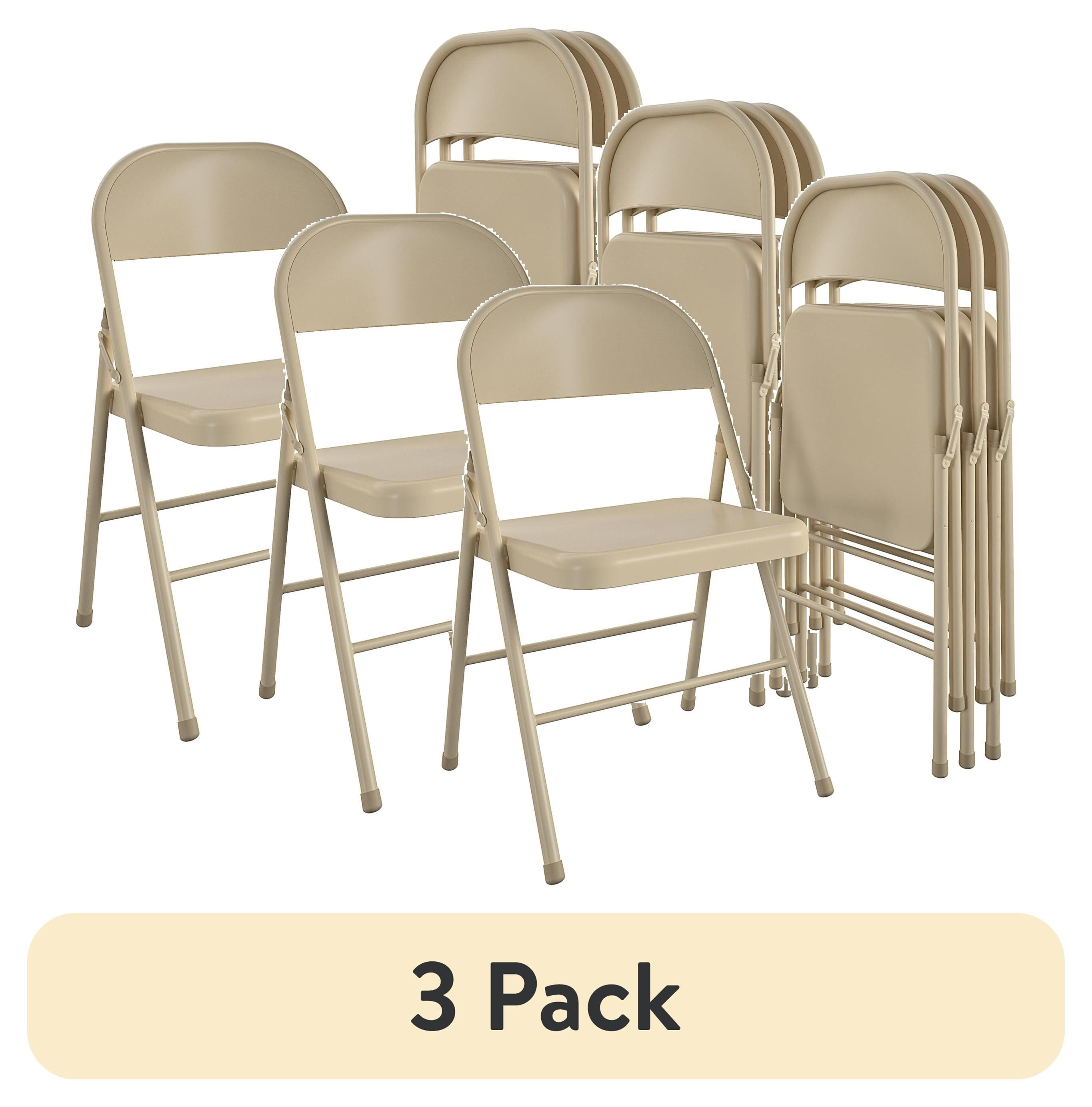 (12 pack) Mainstays All-Steel Metal Folding Chair, Beige, Set of 4