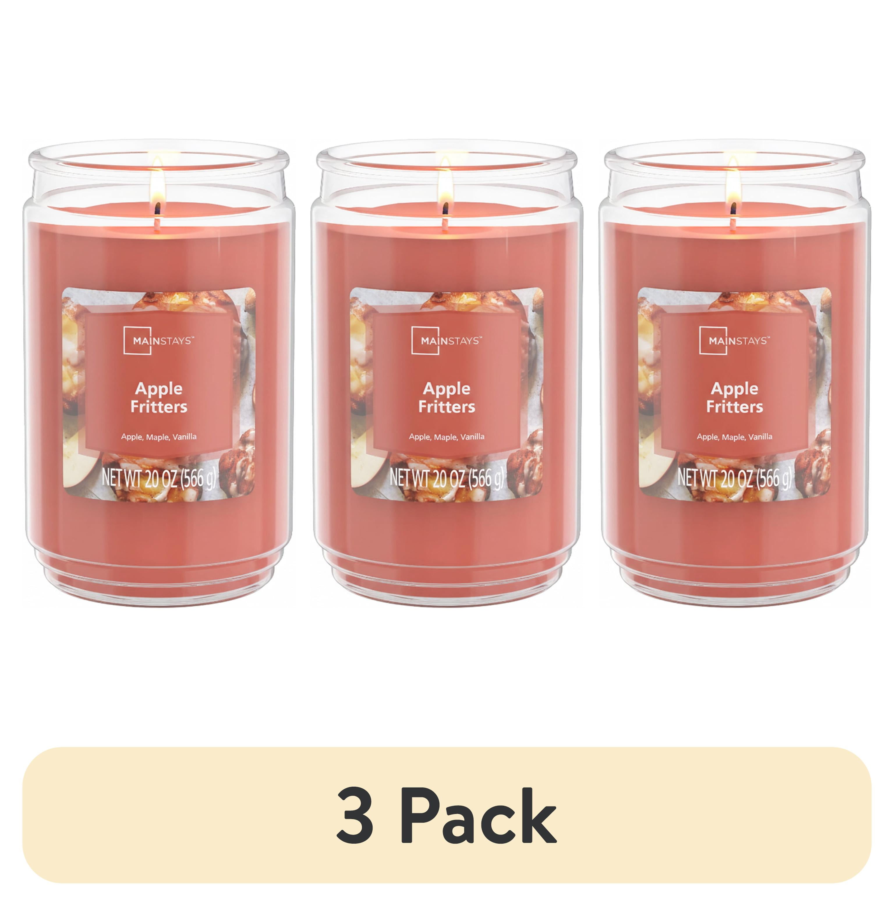 (3 pack) Mainstays Single-Wick Scented Glass Jar Candle, Apple Fritters, 20oz.