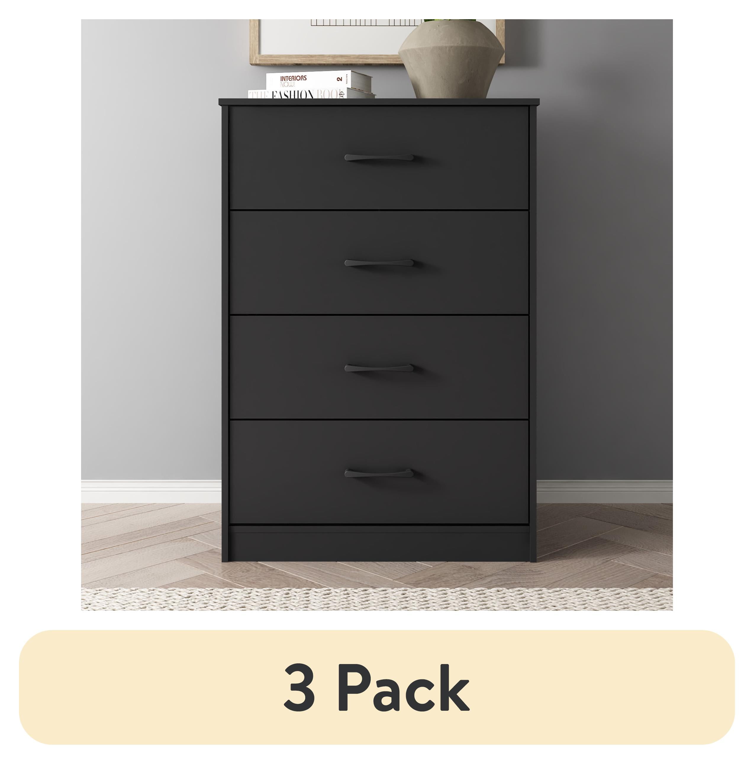 (3 pack) Mainstays Ardent 4 Drawer Dresser, Black