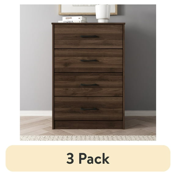 (3 pack) Mainstays Ardent 4 Drawer Dresser, Dark Walnut