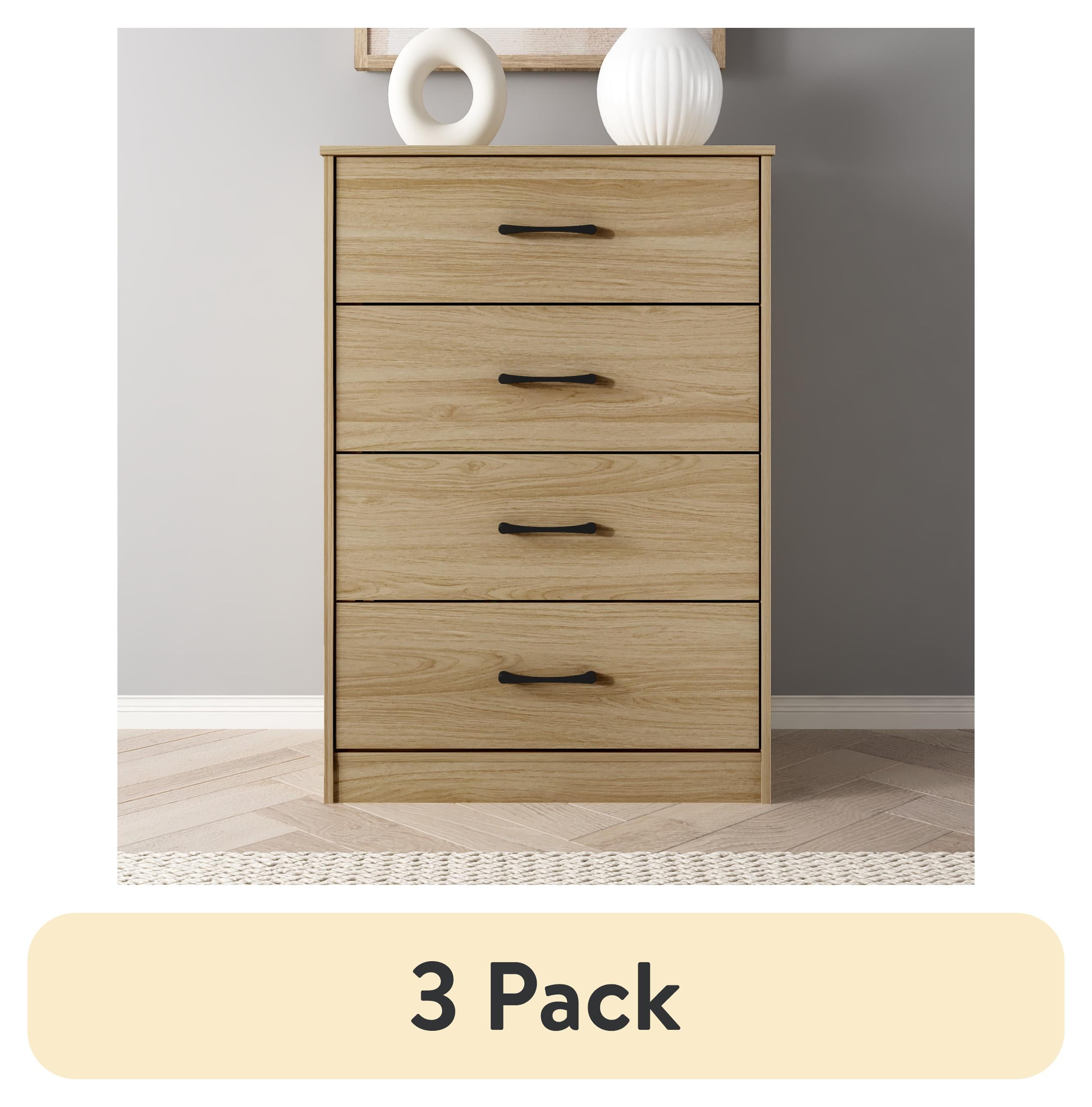 (3 pack) Mainstays Ardent 4 Drawer Dresser, Euro Oak