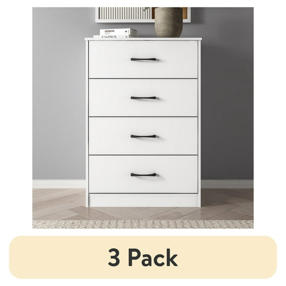 (3 pack) Mainstays Ardent 4 Drawer Dresser, White