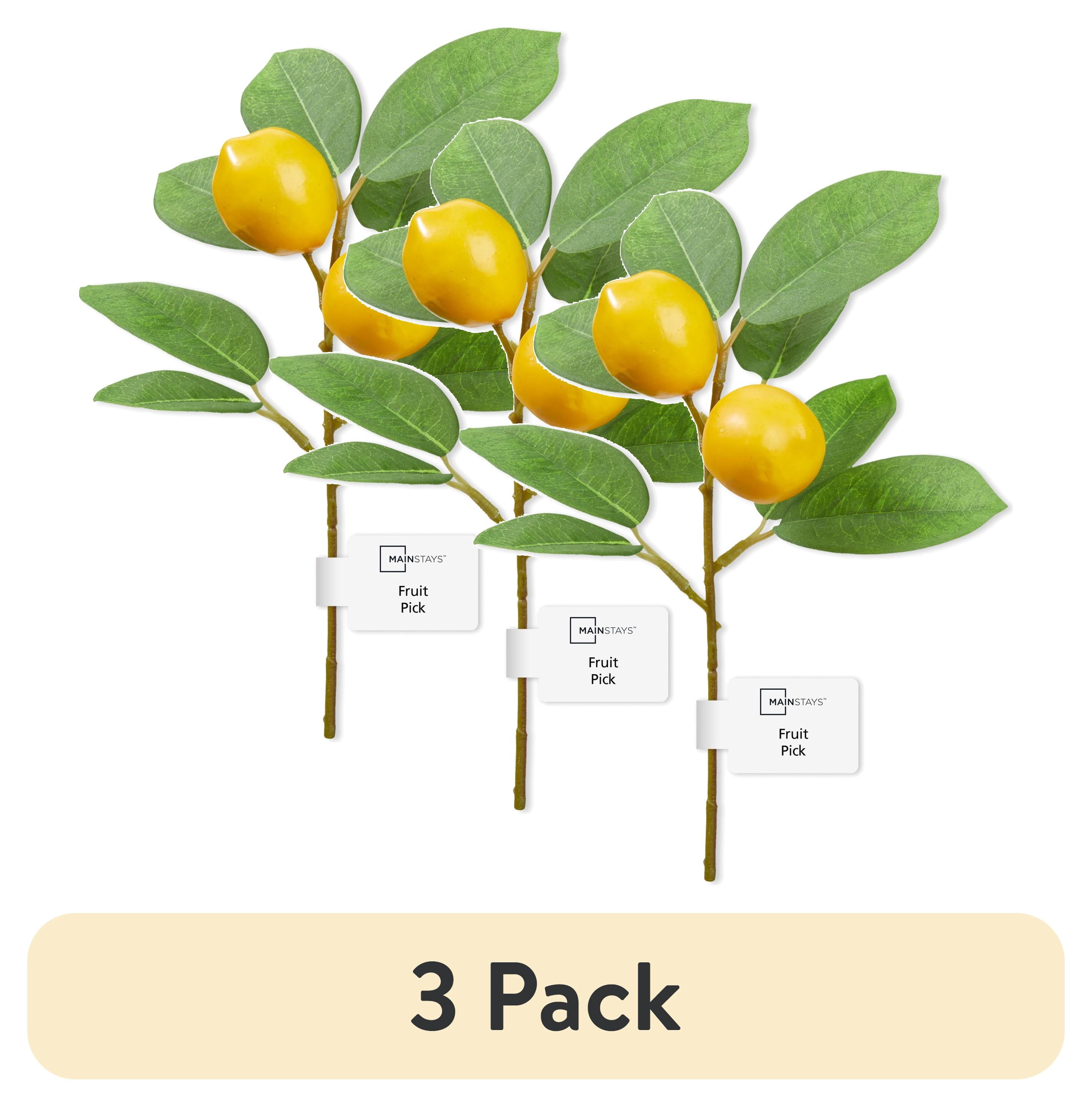 (3 pack) Mainstays Artificial Mini Fruit Pick, Yellow Lemon, 6.25" x 9.8"