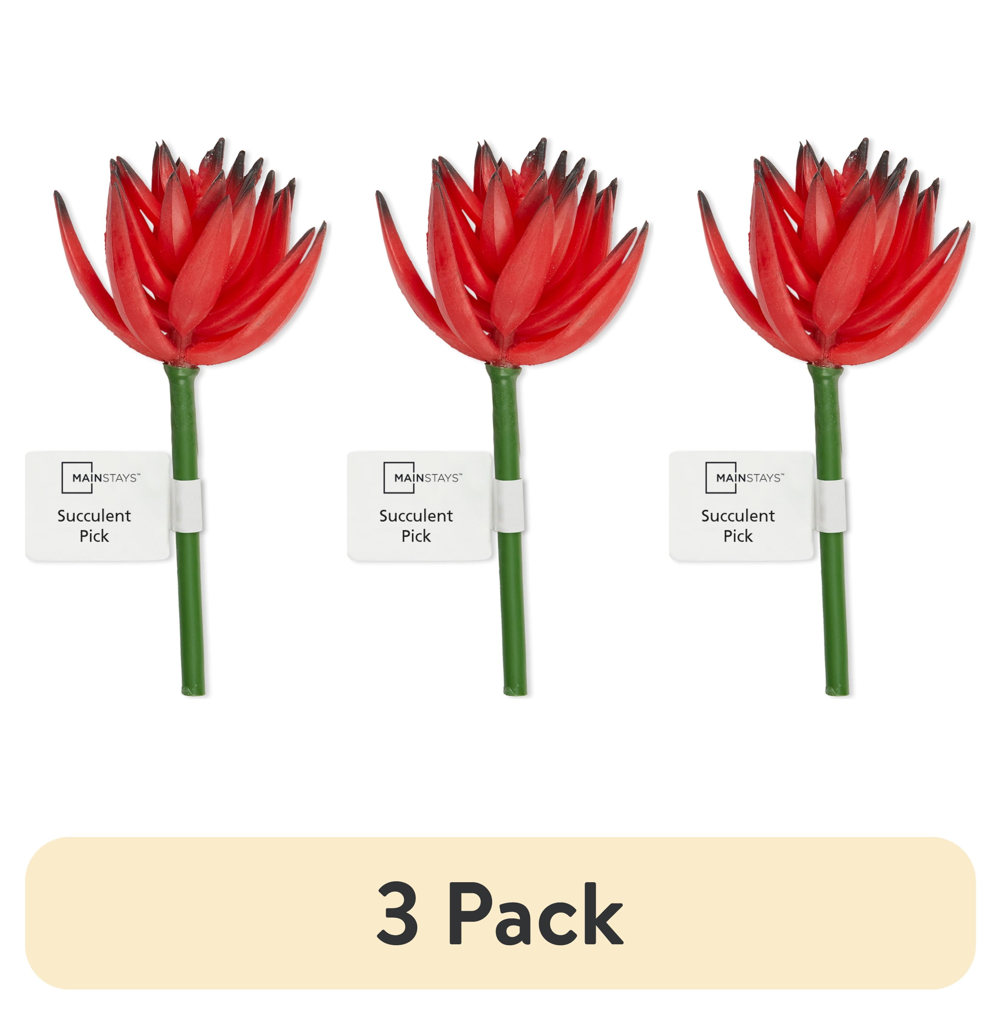 (3 pack) Mainstays Artificial Succulent Pick 1.5 inch x 5.25 inch Red