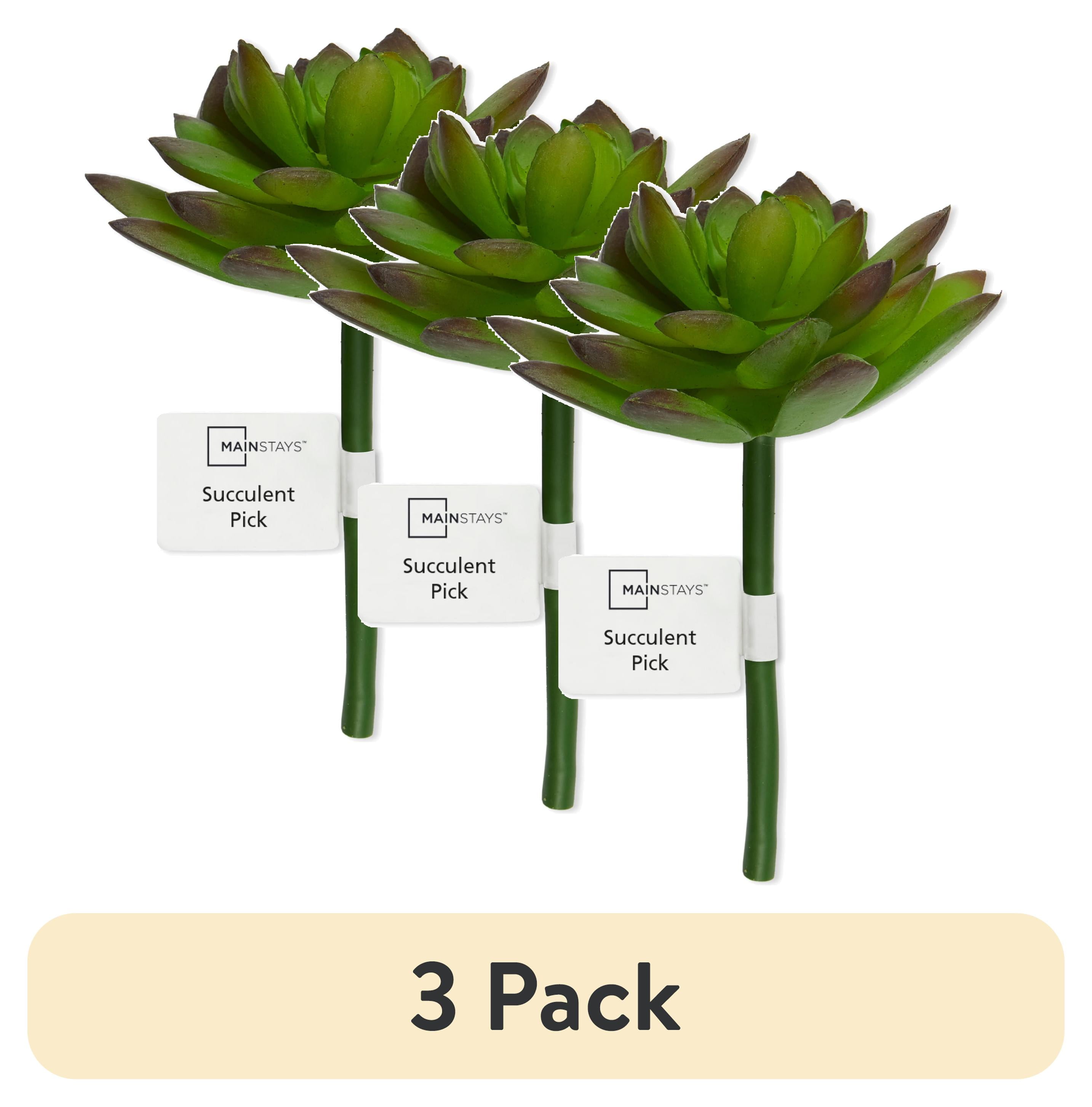 (3 pack) Mainstays Artificial Succulent Pick 3.5 inch x 5.5 inch Green Echeveria