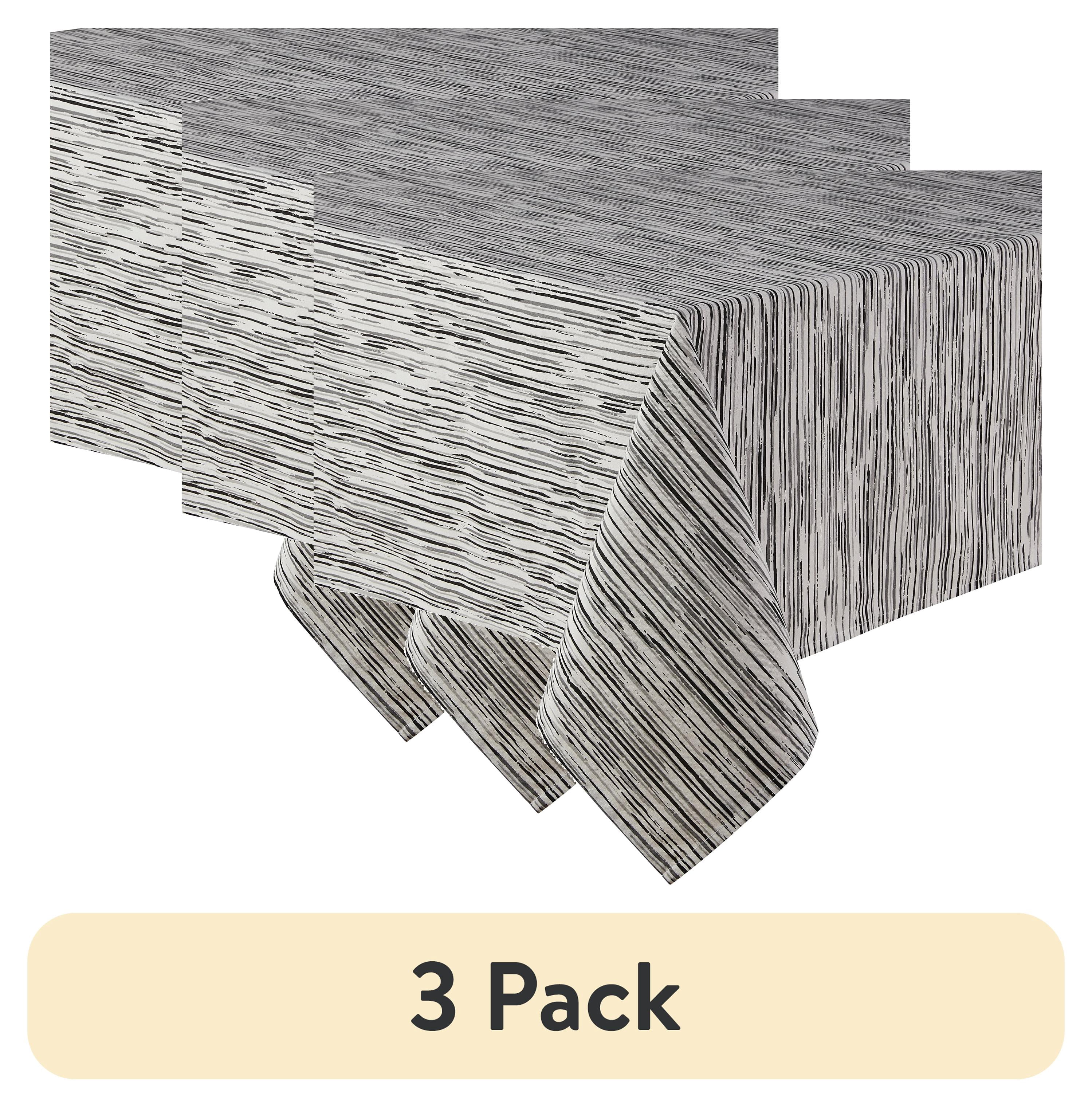 (3 pack) Mainstays Contemporary Tablecloth, 60 in x 102 in, Black and White Striped
