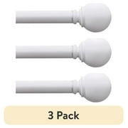 (3 pack) (3 pack) Mainstays 1 in White Ball Adjustable Single Curtain Rod, 30-84 in