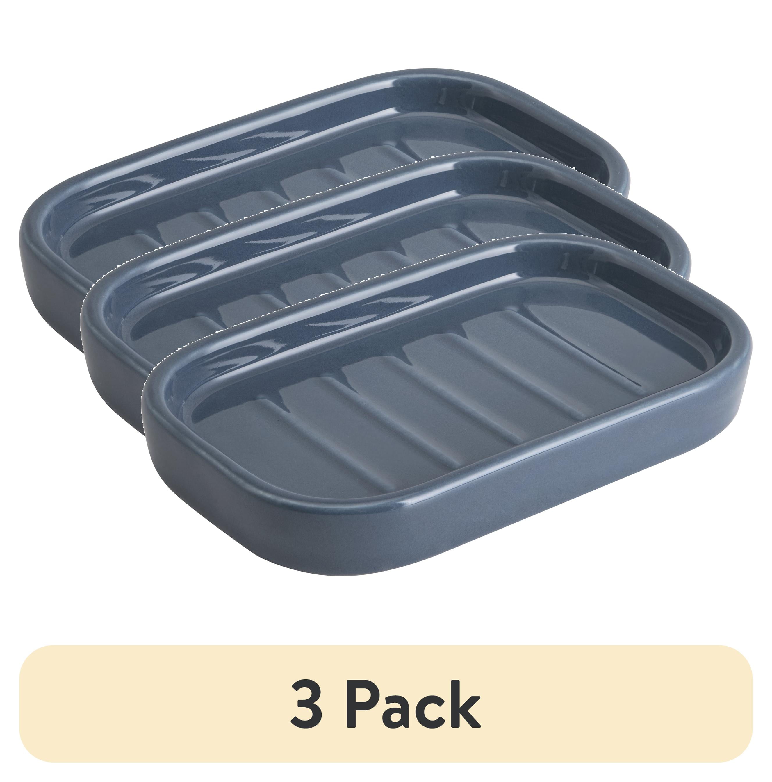 (3 pack) Mainstays Basic Ceramic Soap Dish Navy