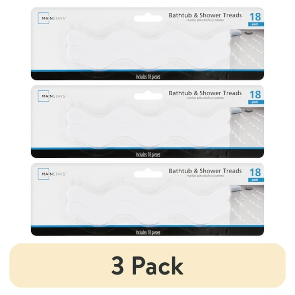 (3 pack) Mainstays Bathtub & Shower Non-Slip Treads, White 18 Piece Pack