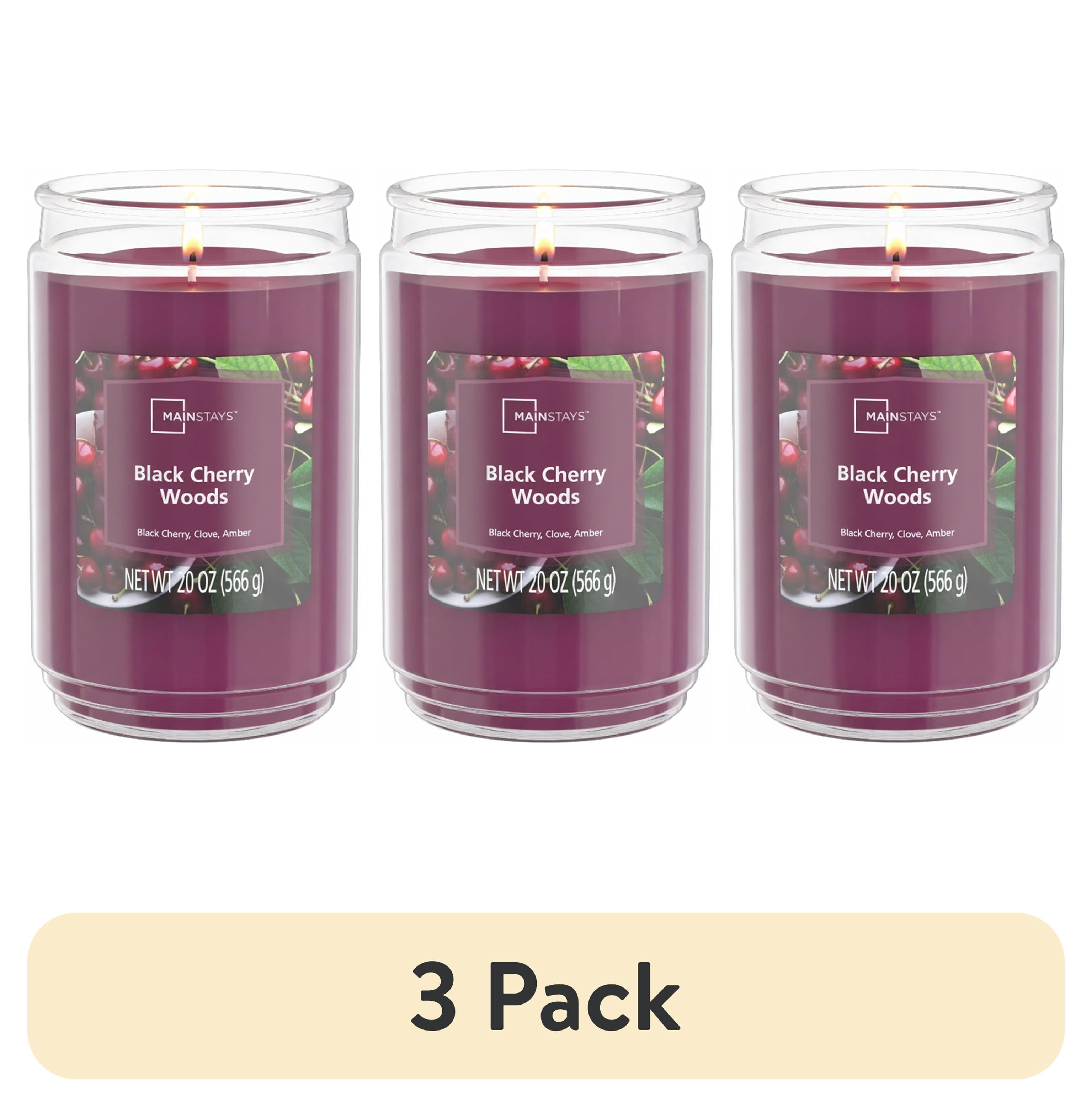 (3 pack) Mainstays Black Cherry Woods Single-Wick Scented Glass Jar Candle, 20 oz