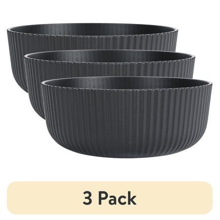 (3 pack) Mainstays - Black Eco-Friendly Recycled Plastic Cereal Bowl, 38-Ounce