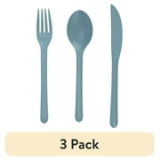 (3 pack) Mainstays - Blue Eco-Friendly Recycled Plastic 3-Piece Flatware Set