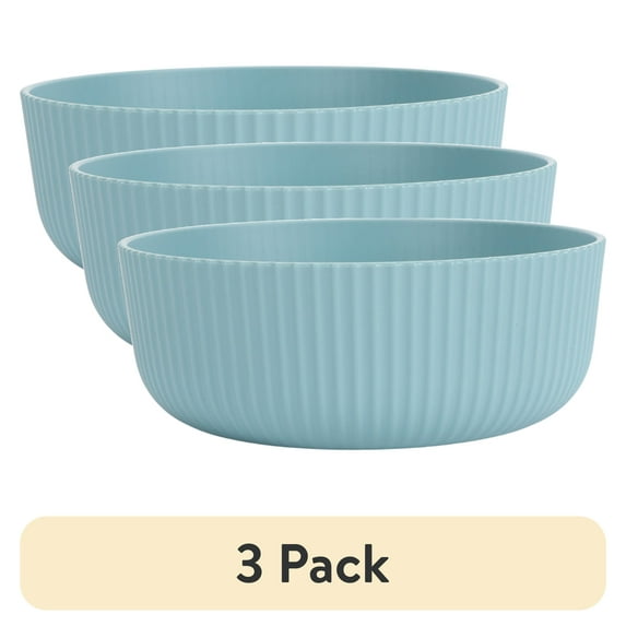 (3 pack) Mainstays - Blue Eco-Friendly Recycled Plastic Cereal Bowl, 38-Ounce