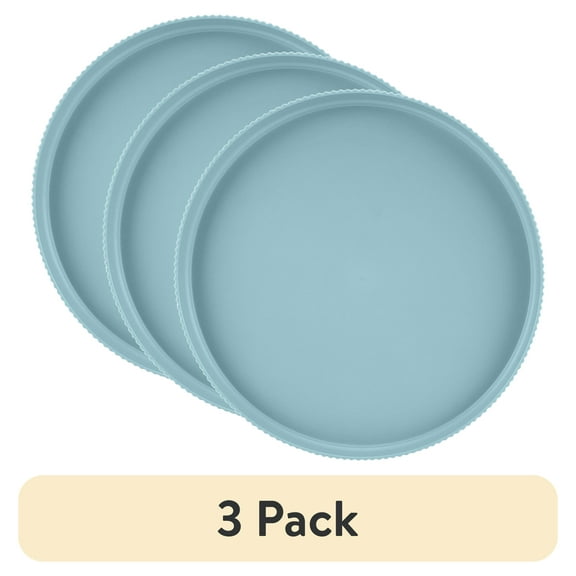 (3 pack) Mainstays Eco-Friendly Recycled Plastic Dinner Plate, Blue, 10"