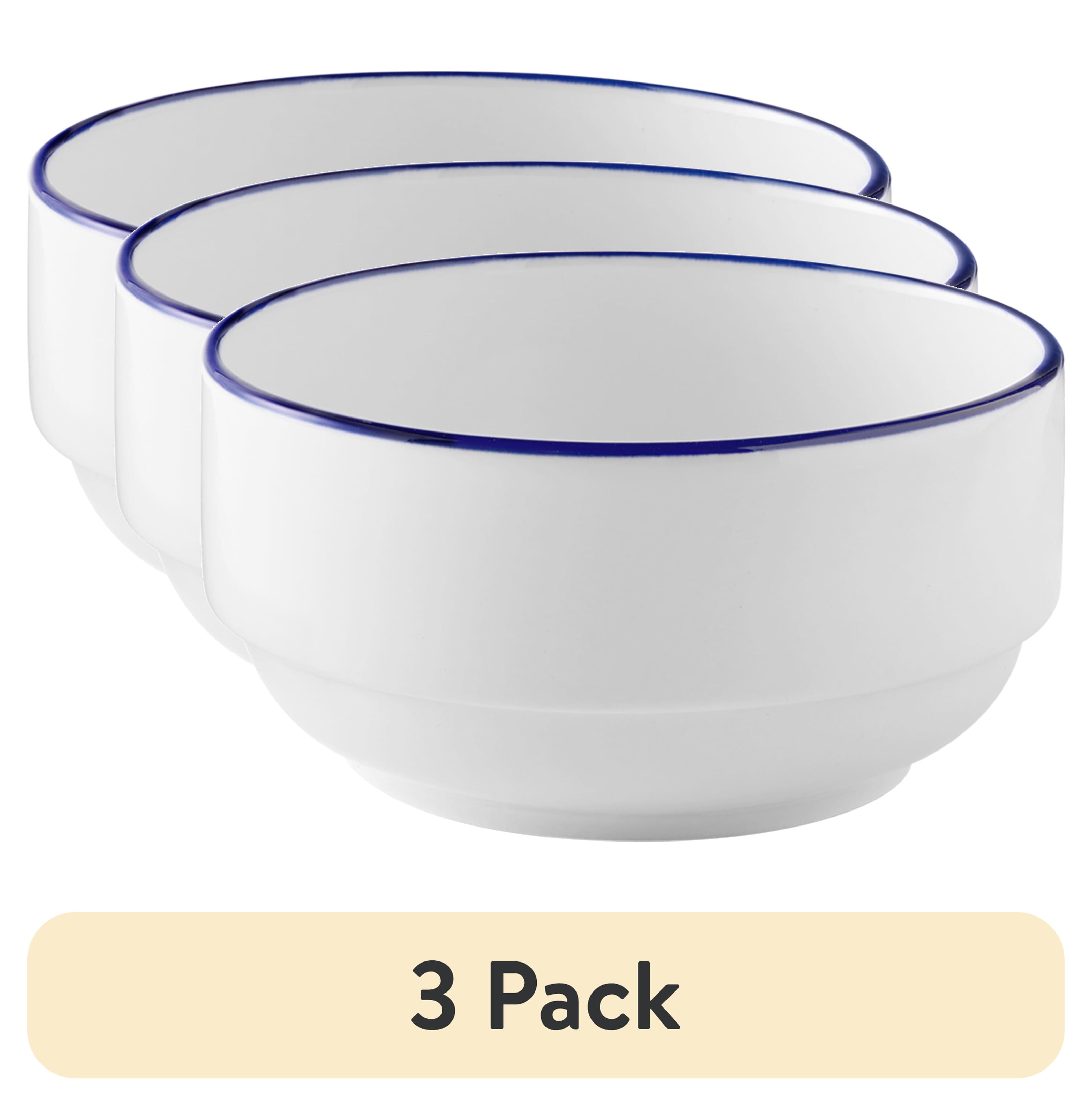 (3 pack) Mainstays Blue Rim Stoneware Bowl