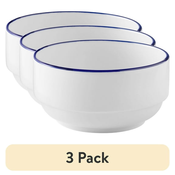 (3 pack) Mainstays Blue Rim Stoneware Bowl