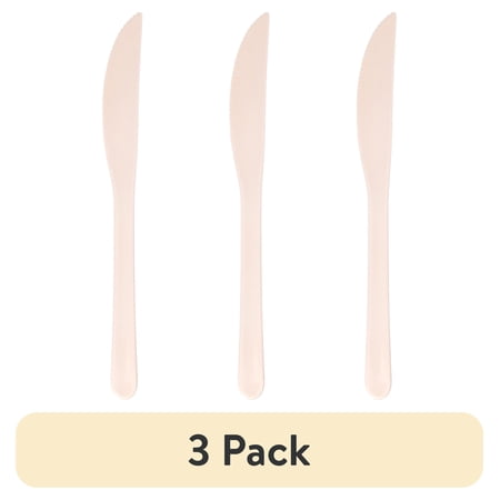 (3 pack) Mainstays - Blush Pink Eco-Friendly Recycled Plastic 3-Piece Flatware Set