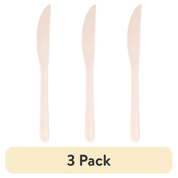 (3 pack) Mainstays - Blush Pink Eco-Friendly Recycled Plastic 3-Piece Flatware Set