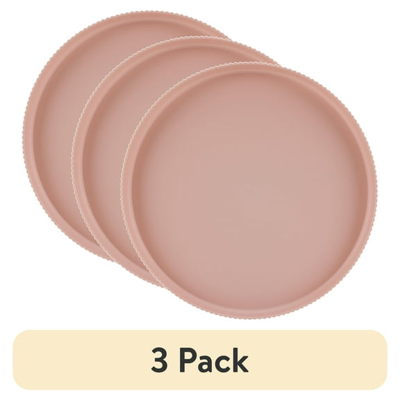 (3 pack) Mainstays Eco-Friendly Recycled Plastic Dinner Plate, Blush Pink, 10"