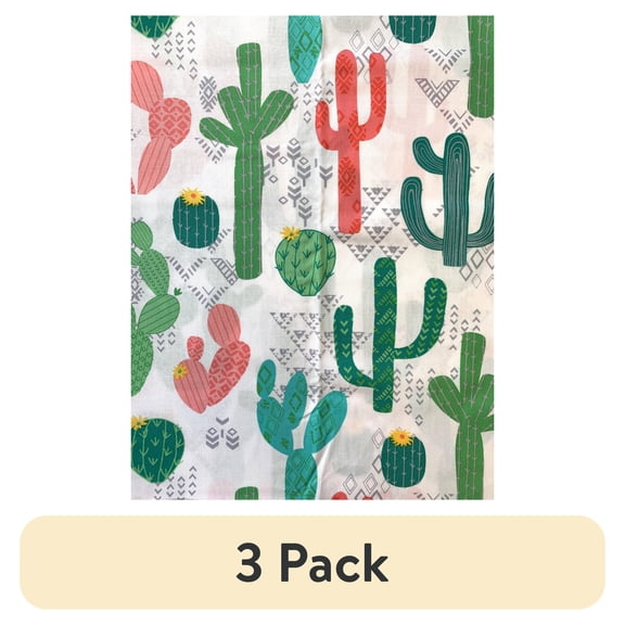(3 pack) Mainstays Cactus Print Precut Sewing & Craft Fabric, Multicolor, 36 in x 44 in