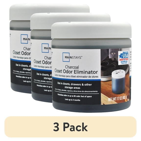 (3 pack) Mainstays Charcoal Closet Odor Eliminator, Fragrance Free, 17 oz