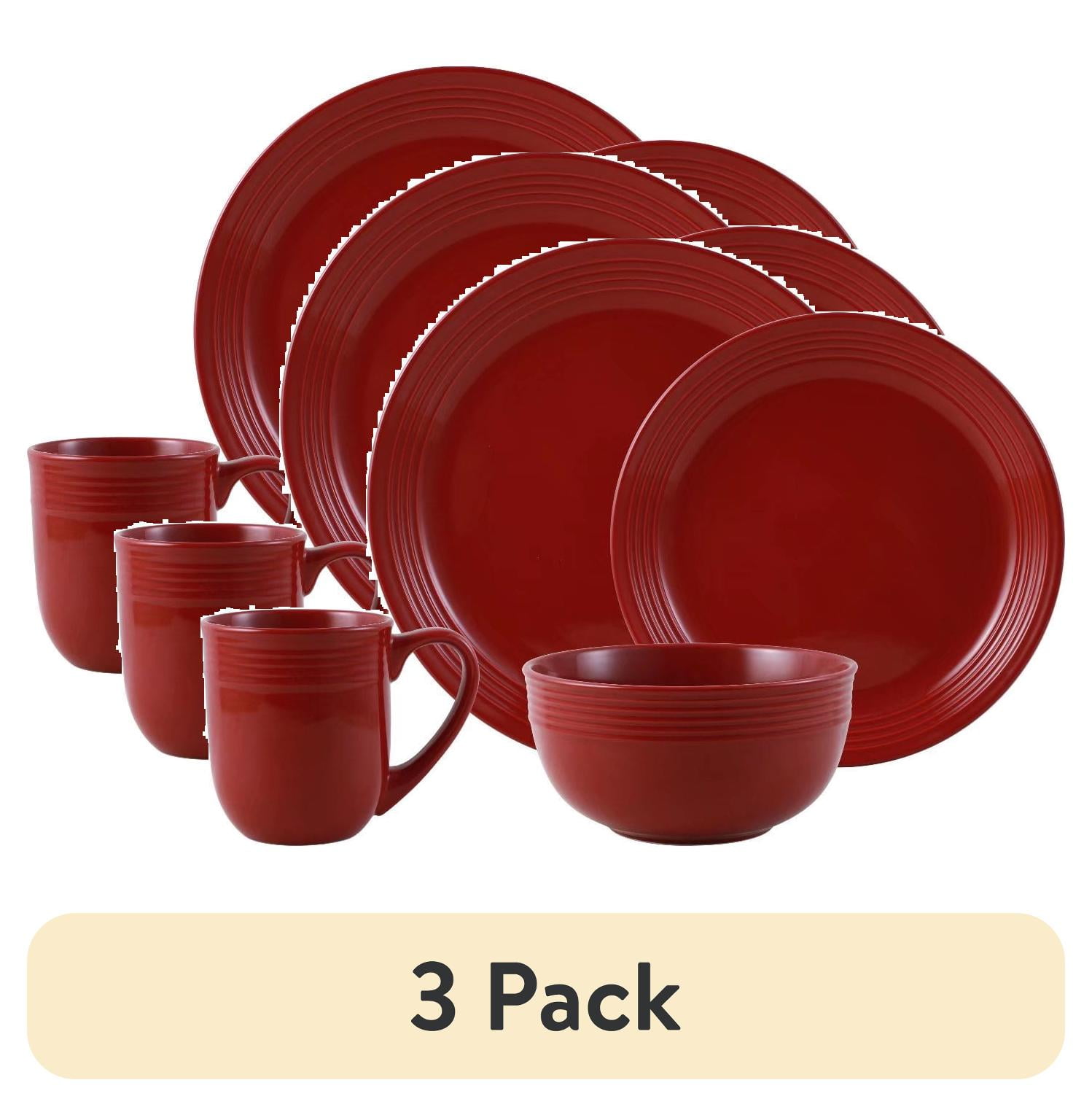 3 pack) Mainstays Chiara Red Stoneware Dinnerware Set, 16-Pieces