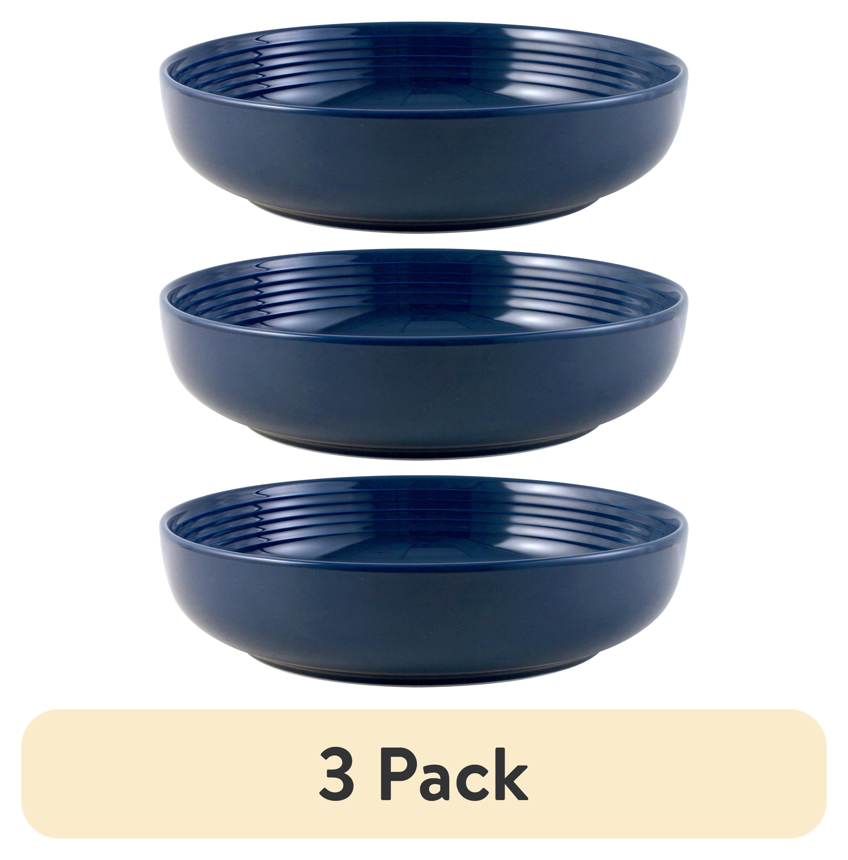 (3 pack) Mainstays Chiara Stoneware Navy Round Dinner Bowl