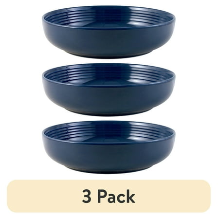 (3 pack) Mainstays Chiara Stoneware Navy Round Dinner Bowl