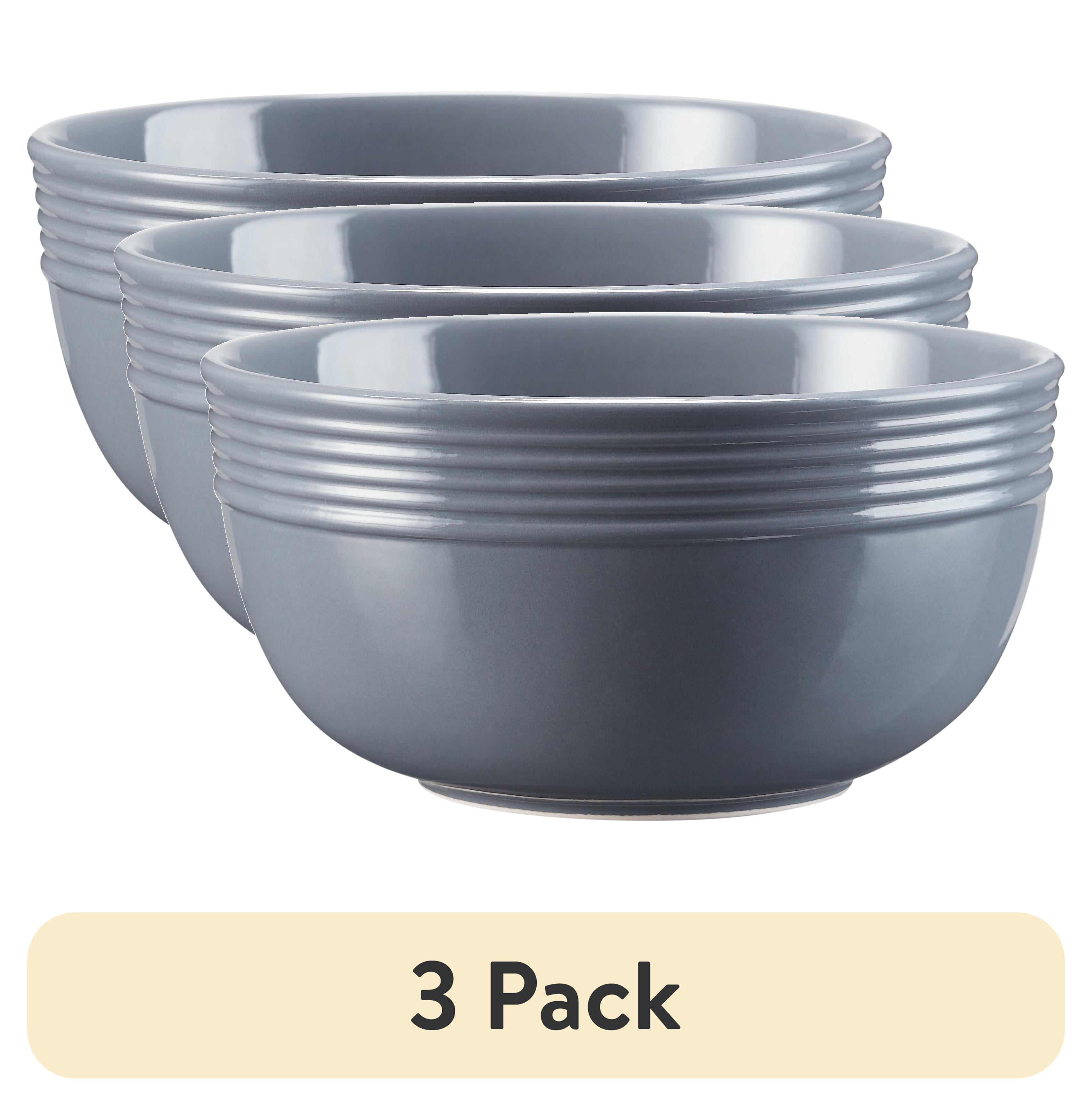 (3 pack) Mainstays Chiara Stoneware Round Bowl, 6.25 in, Gray