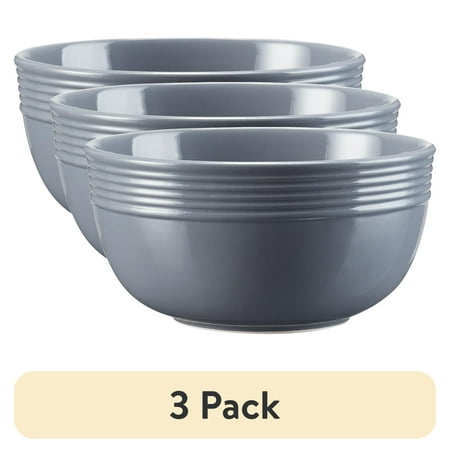 (3 pack) Mainstays Chiara Stoneware Round 6.25" Gray Bowl