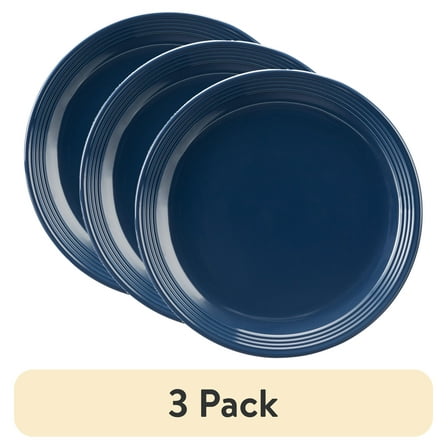 (3 pack) Mainstays Chiara Stoneware Round Navy Salad Plate