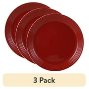(3 pack) Mainstays Chiara Stoneware Round Red Dinner Plate,10.5"