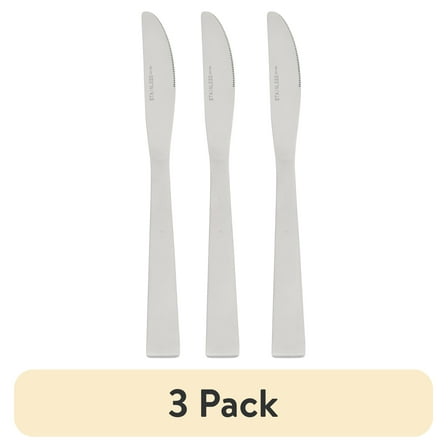(3 pack) Mainstays Chiazza Stainless Steel 9" Adult Dinner Knife, Set of 3