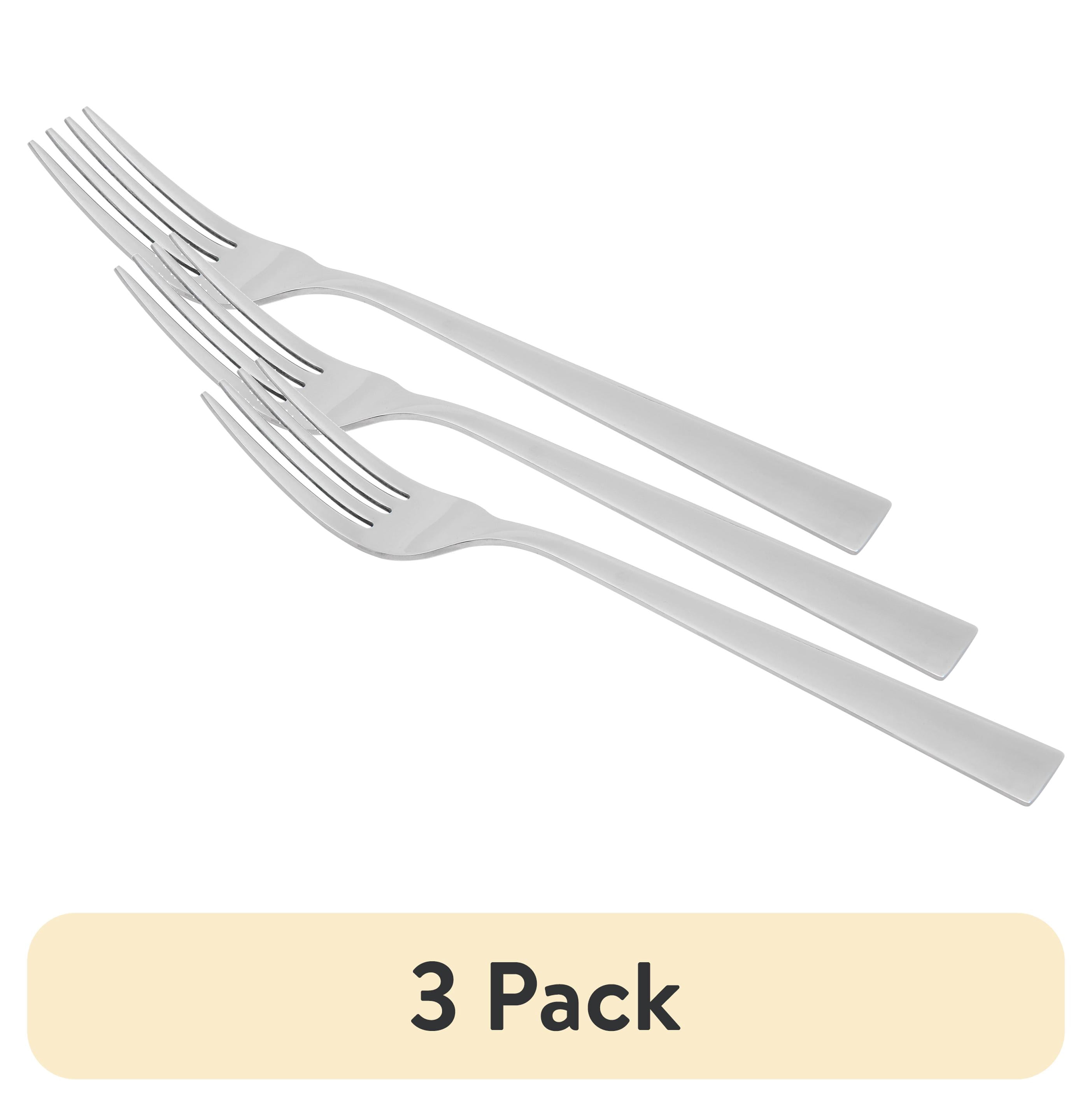 (3 pack) Mainstays Chiazza Stainless Steel Everyday Dinner Fork, 3 Piece Set, Silver