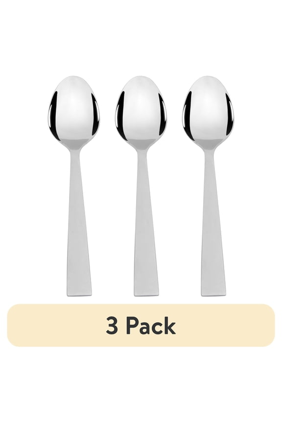 (3 pack) Mainstays Chiazza Stainless Steel Teaspoons, Adult 3 Piece Set ,Silver