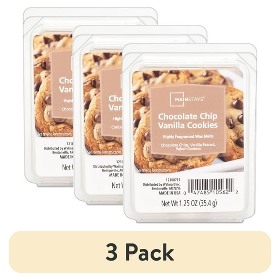 (3 pack) Mainstays Chocolate Chip Vanilla Cookies Scented Wax Melt, 1.25 oz