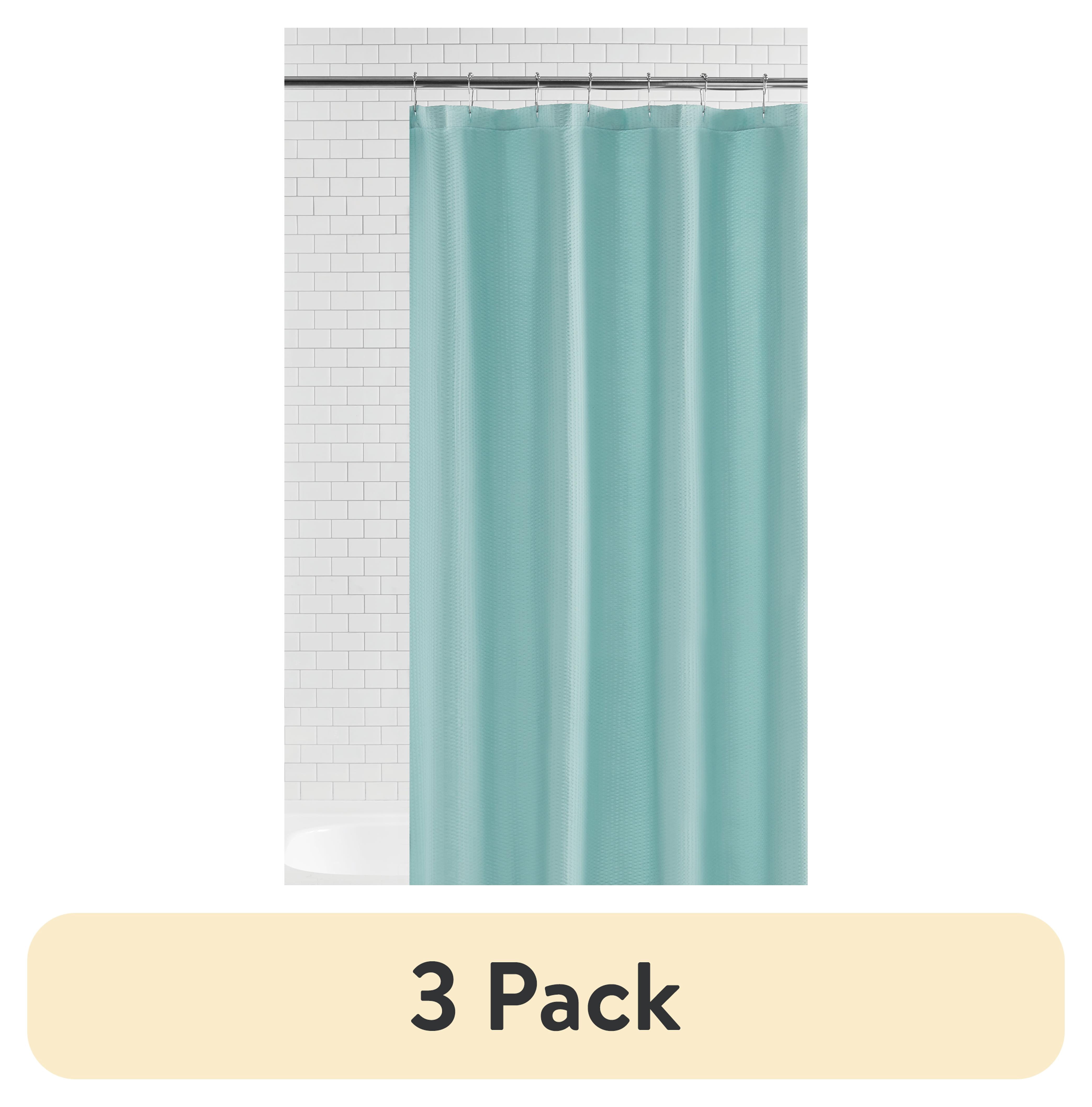 (3 pack) Mainstays Classic Mint Water-Repellent Embossed Microfiber Fabric Shower Liner, 70" x 72"