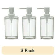 (3 pack) Mainstays Clear Plastic Liquid Soap Pump Dispenser, 12oz Capacity