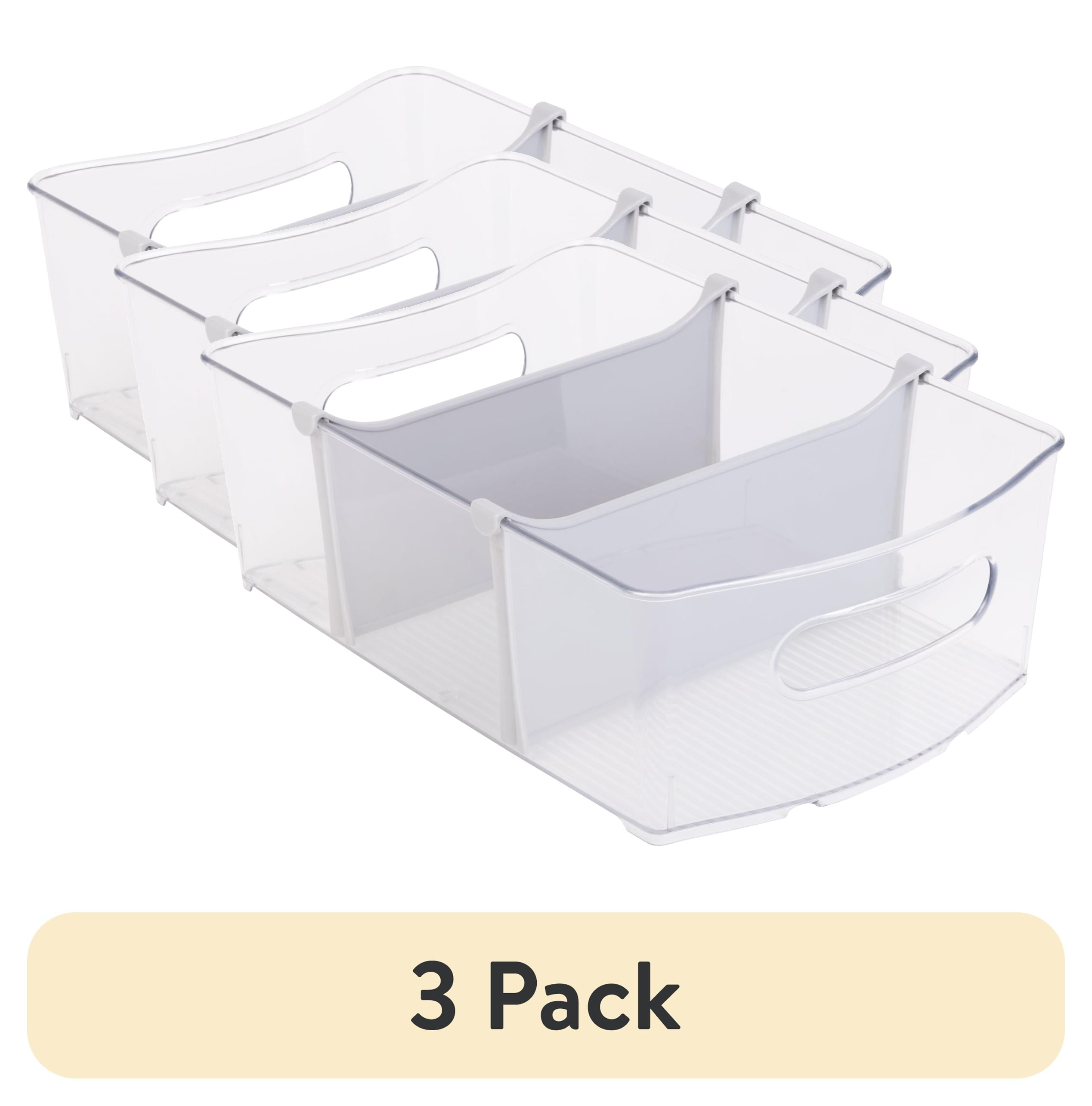 (3 pack) Mainstays Closet and Laundry Organizer Bin with Removable Dividers -  12" L x 8" W - Clear