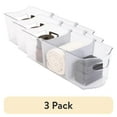 thumbnail image 1 of (3 pack) Mainstays Clear Closet and Laundry Organizer Storage Bin with Removable Dividers, 16" L x 6" W, 1 of 9