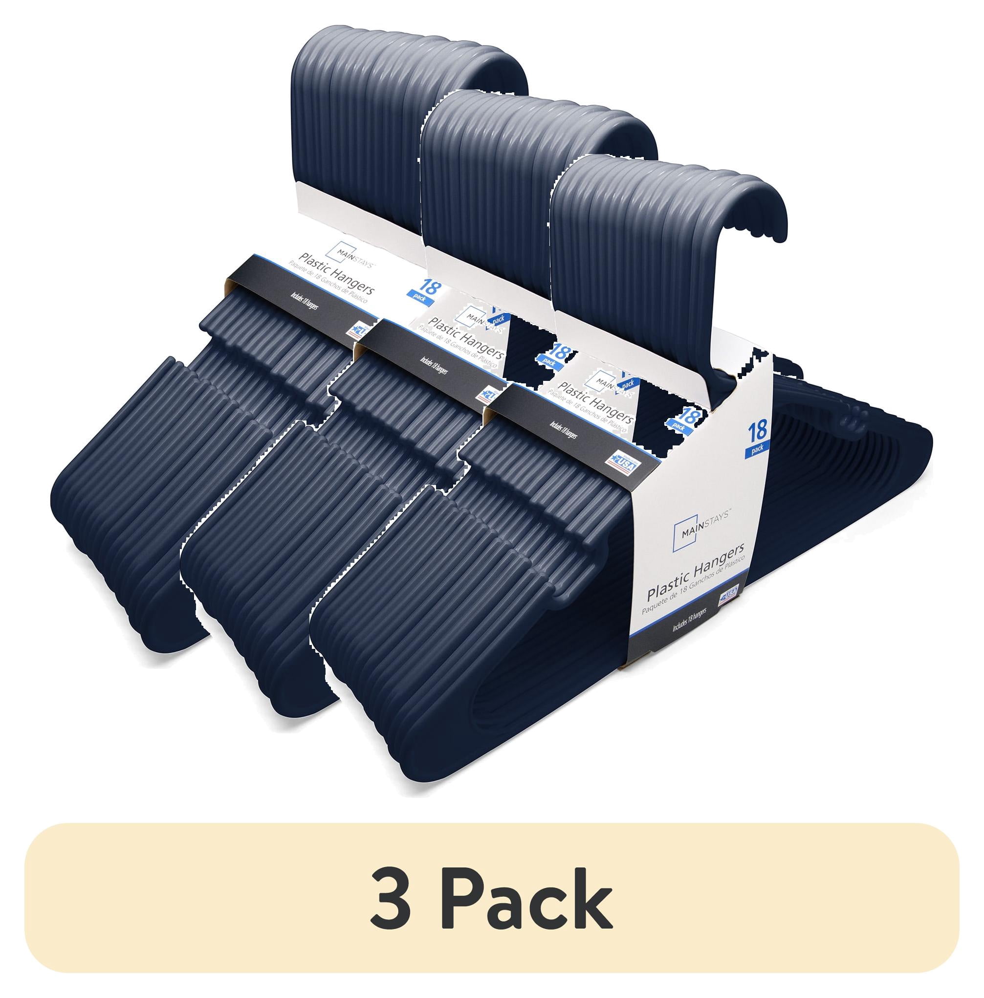 (3 pack) Mainstays Clothes Hangers, 18 Count, Blue Sapphire, Plastic ...