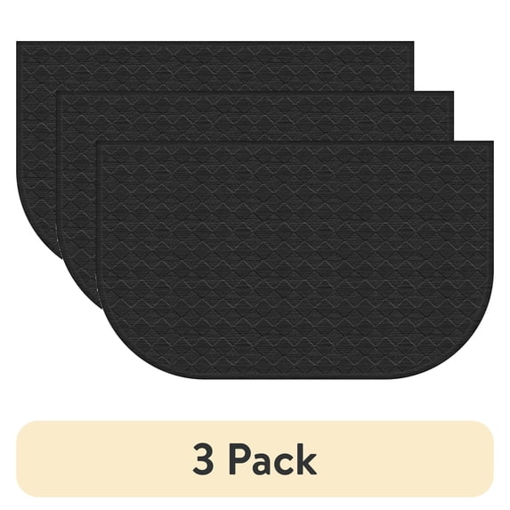 (3 pack) Mainstays Comfort Mate D Kitchen Mat; Black, 1.5' x 2.5'