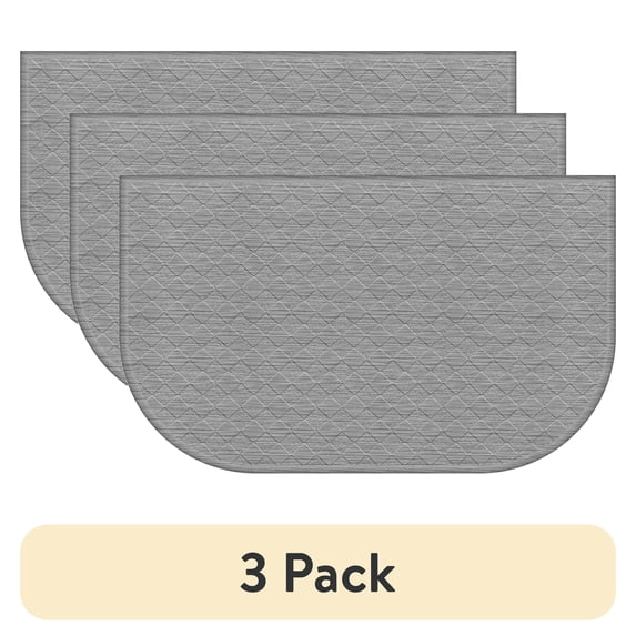 (3 pack) Mainstays Comfort Mate D Kitchen Mat, Gray, 1.5' x 2.5'