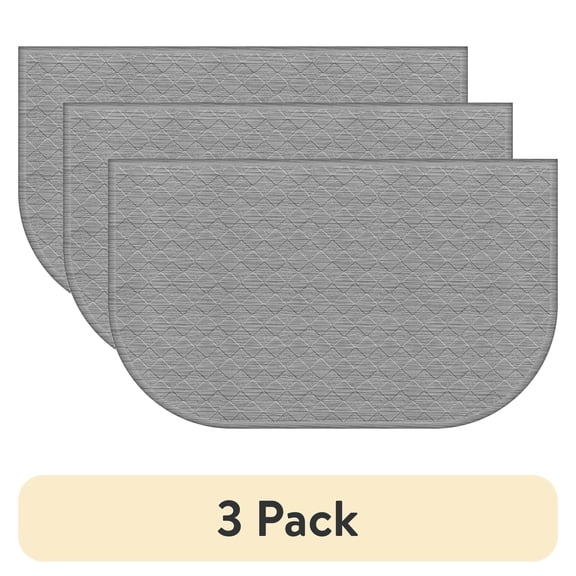 (3 pack) Mainstays Comfort Mate D Kitchen Mat, Gray, 1.5 ft x 2.5 ft