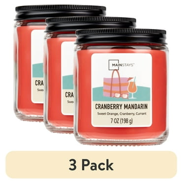 (3 pack) Mainstays Cranberry Mandarin Scented Single-Wick Twist Jar Candle, 7 oz