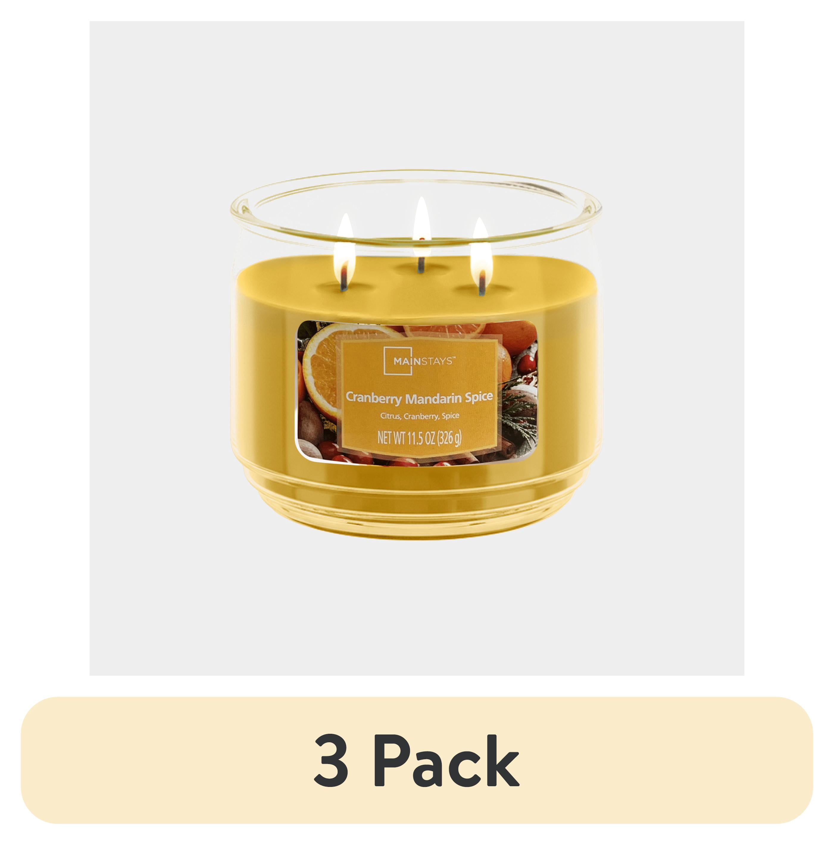 (3 pack) Mainstays 3-Wick Scented Glass Jar Candle, Cranberry Mandarin Spice, 11.5 oz