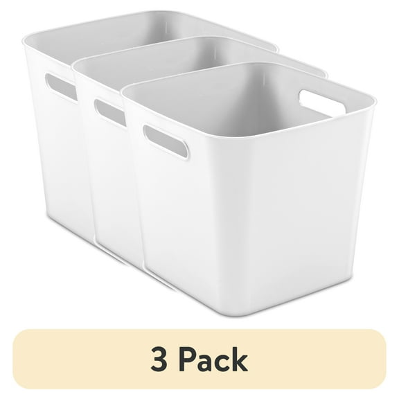 (3 pack) Mainstays Cube White Plastic Storage Bin, 11 in x 10 in