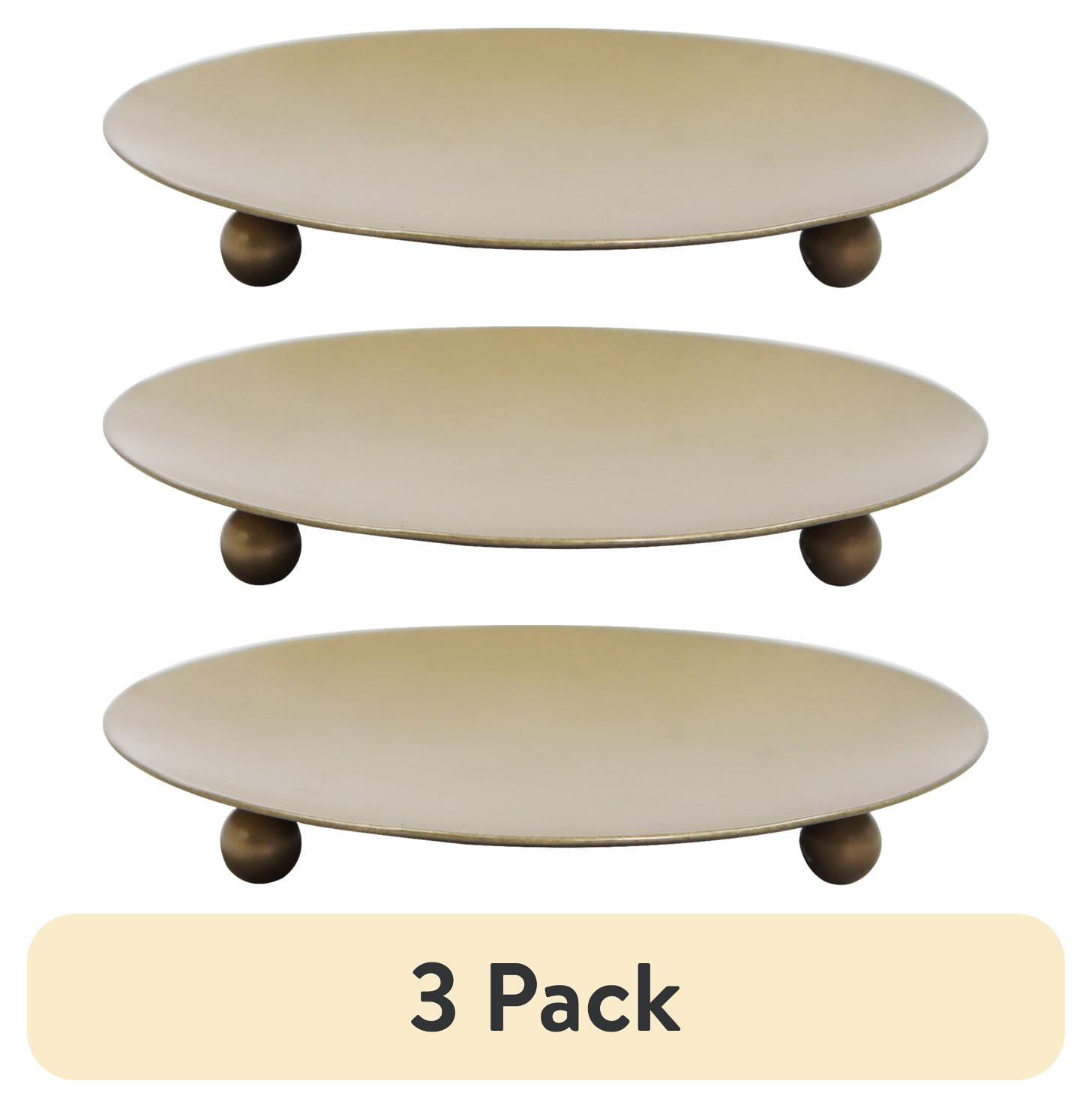 (3 pack) Mainstays Decorative Gold Tone Metal Pillar Tealight Candleholder Plate, 5"