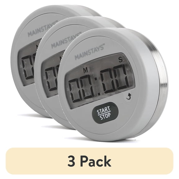 (3 pack) Mainstays Digital Kitchen Timer, Magnetic Countdown Count up Timer with Large LCD Display